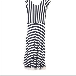Gap high low navy/ white striped dress